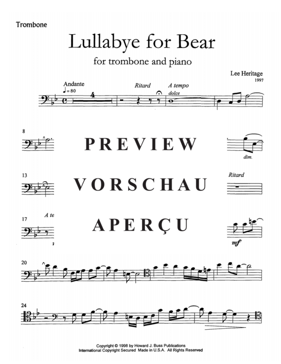 Product gallery: Page 8 of 9 Lullabye for Bear , , (trombone and piano)