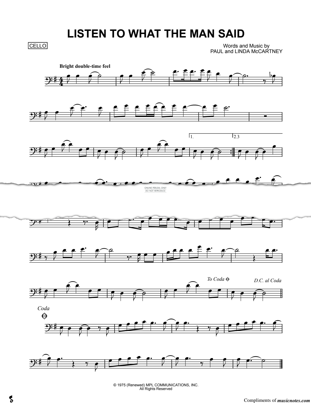 Produktgalerie: Seite 1 von 1 Listen To What The Man Said, Paul McCartney & Wings, Violoncello