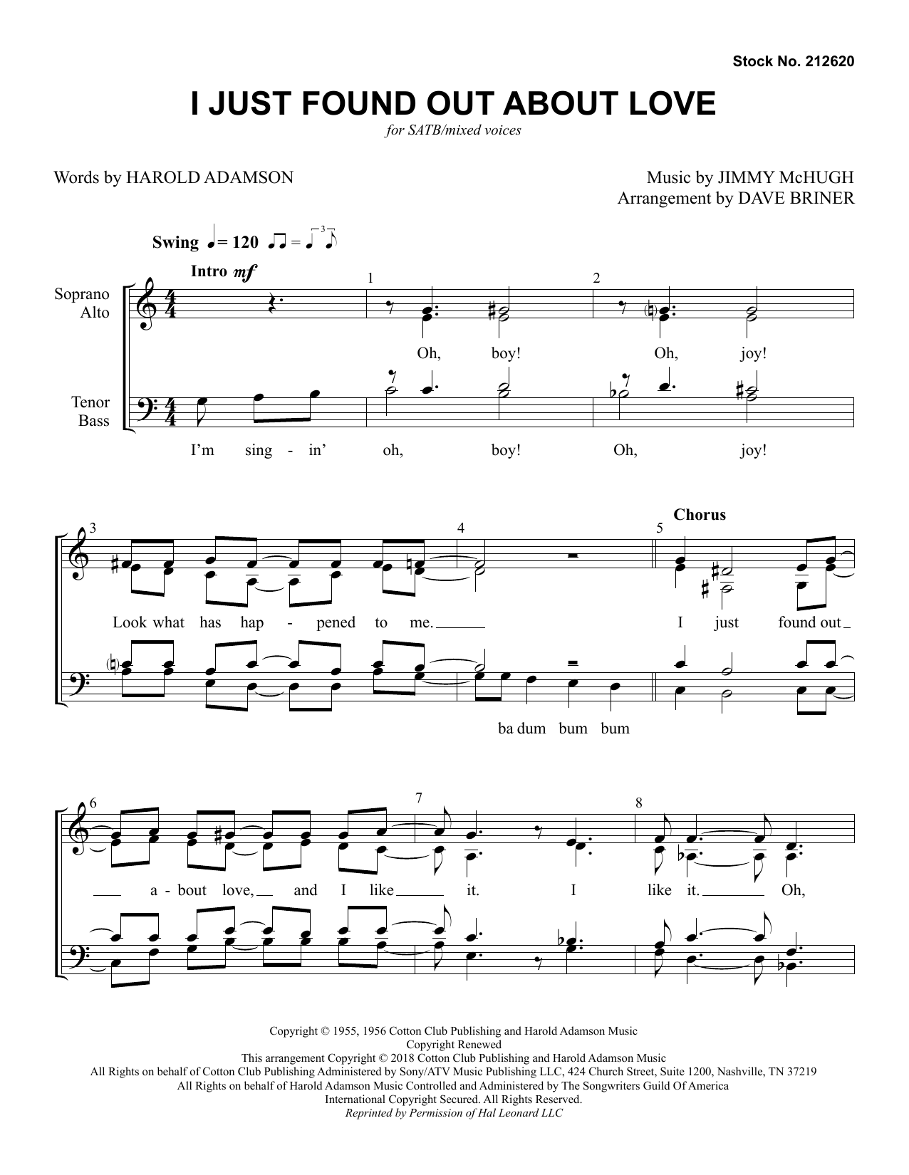 Product picture to: I Just Found out About Love (arr. Dave Briner)