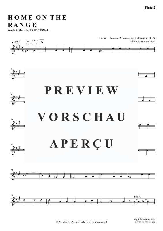 gallery: Home On The Range, American Folk Song, (Flöten Trio + Klavier)