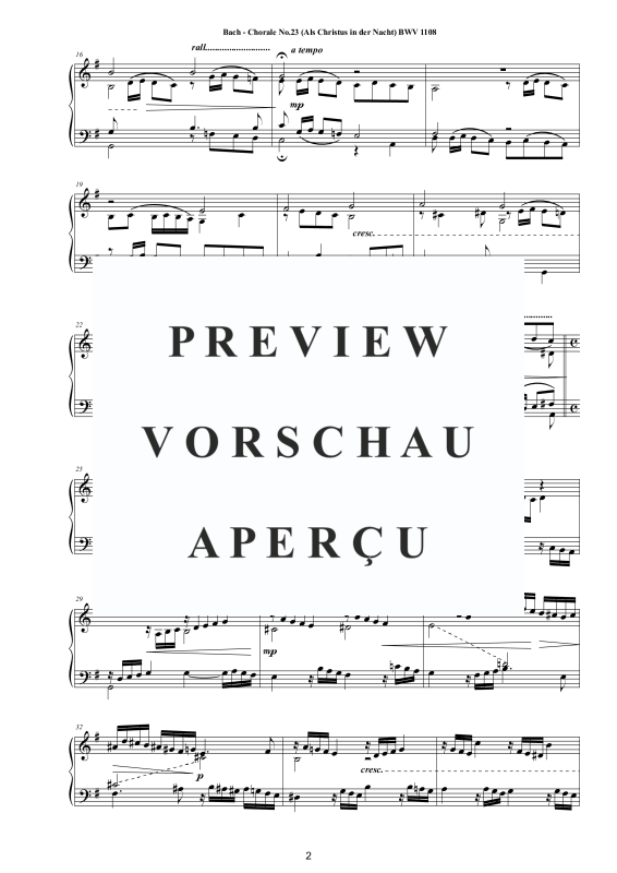 Product gallery: Page 3 of 4 Choral No.23 in E-Moll (Als Christus in der Nacht) BWV 1108, , Solo Piano
