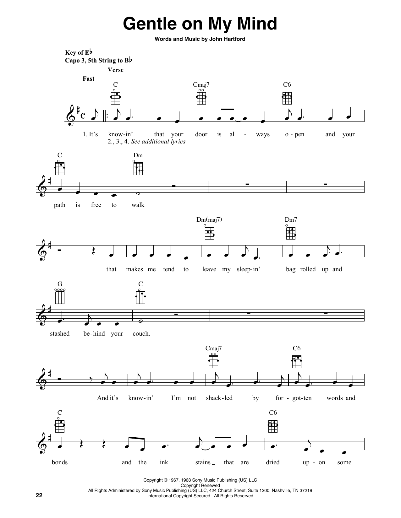 Produktgalerie: Seite 1 von 1 Gentle On My Mind (arr. Fred Sokolow), Glen Campbell, Banjo