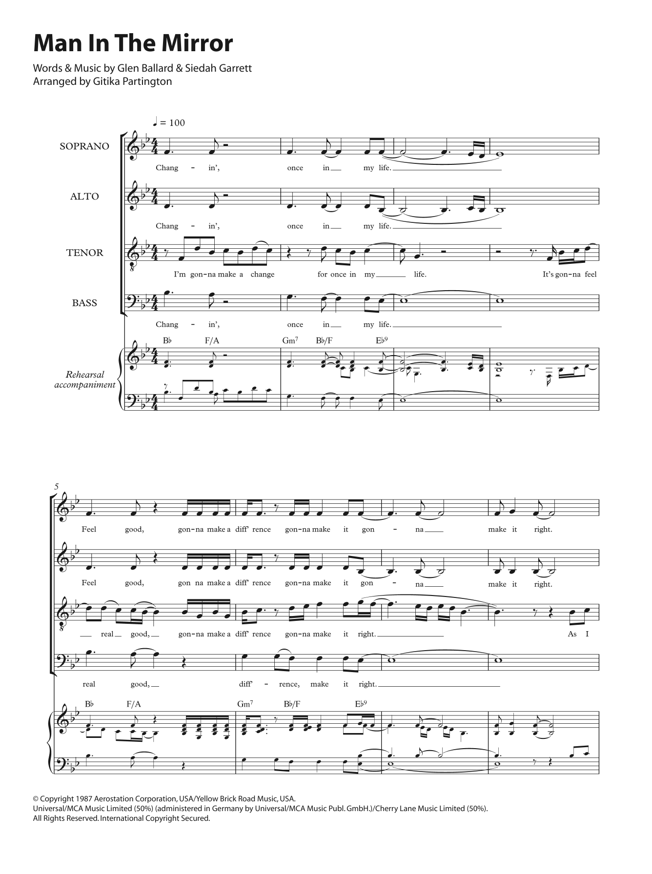 Product picture to: Man In The Mirror (arr. Gitika Partington)