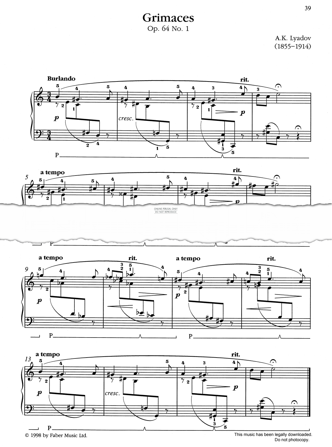 Product picture to: Grimaces Op. 64, No. 1