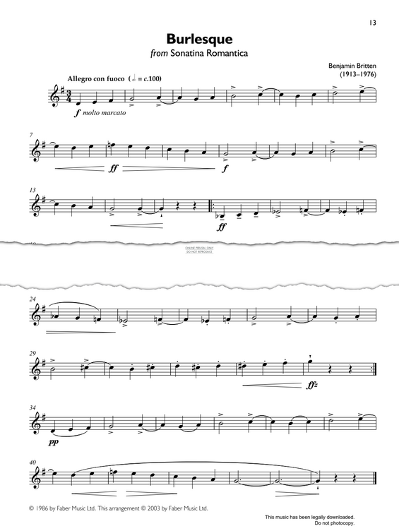 Product gallery: Page 1 of 1 Burlesque (from 'Sonatina Romantica'), Benjamin Britten