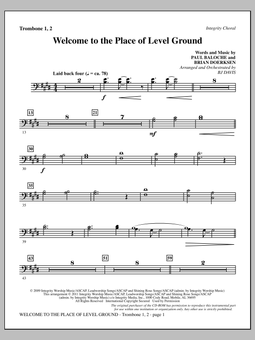 Produktgalerie: Seite 1 von 1 Welcome To The Place Of Level Ground - Trombone 1 & 2, BJ Davis, Chor