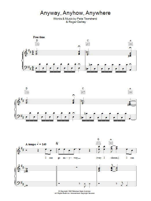 Produktgalerie: Seite 1 von 1 Anyway, Anyhow, Anywhere, The Who, Gesang, Gitarre, Klavier