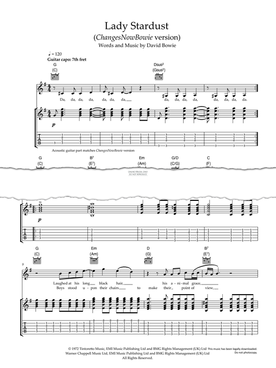 Produktgalerie: Seite 1 von 1 Lady Stardust, David Bowie, Gesang, Gitarre