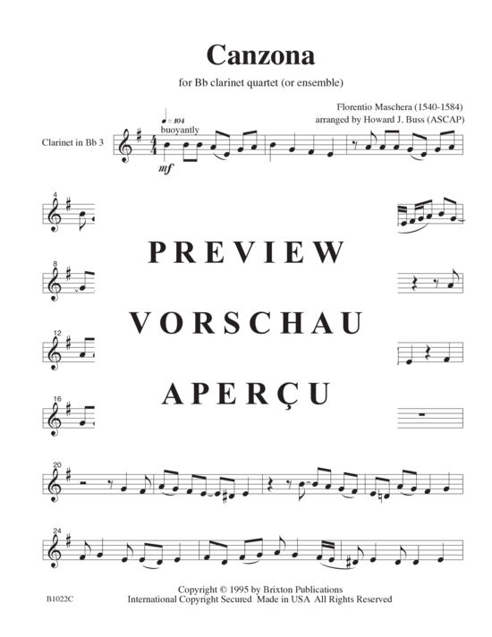 Product gallery: Page 12 of 15 Canzona , , (4 clarinets)