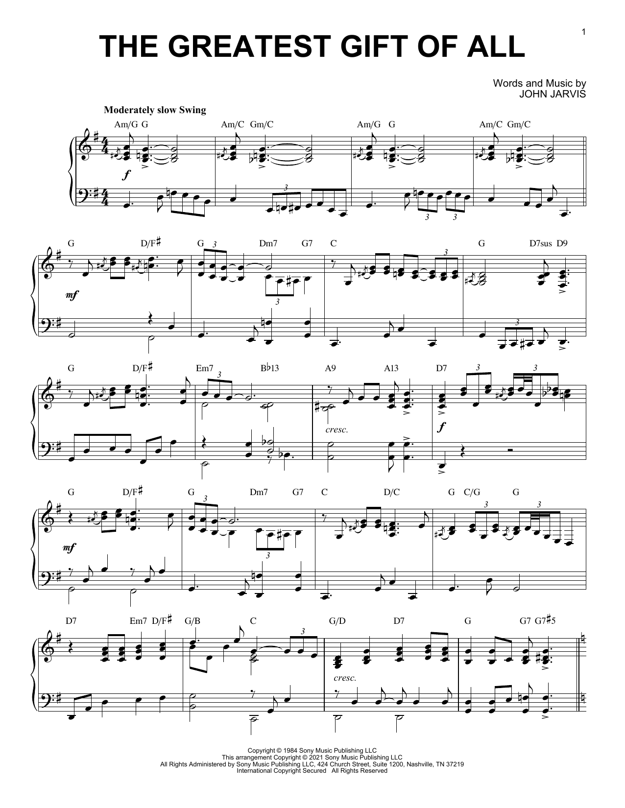 Product picture to: The Greatest Gift Of All [Jazz version] (arr. Brent Edstrom)