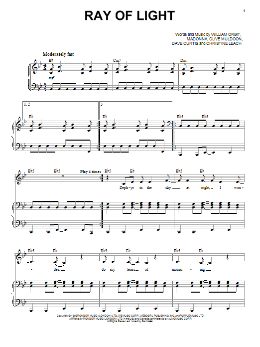 Produktgalerie: Seite 1 von 1 Ray Of Light, Madonna, Gesang, Klavier
