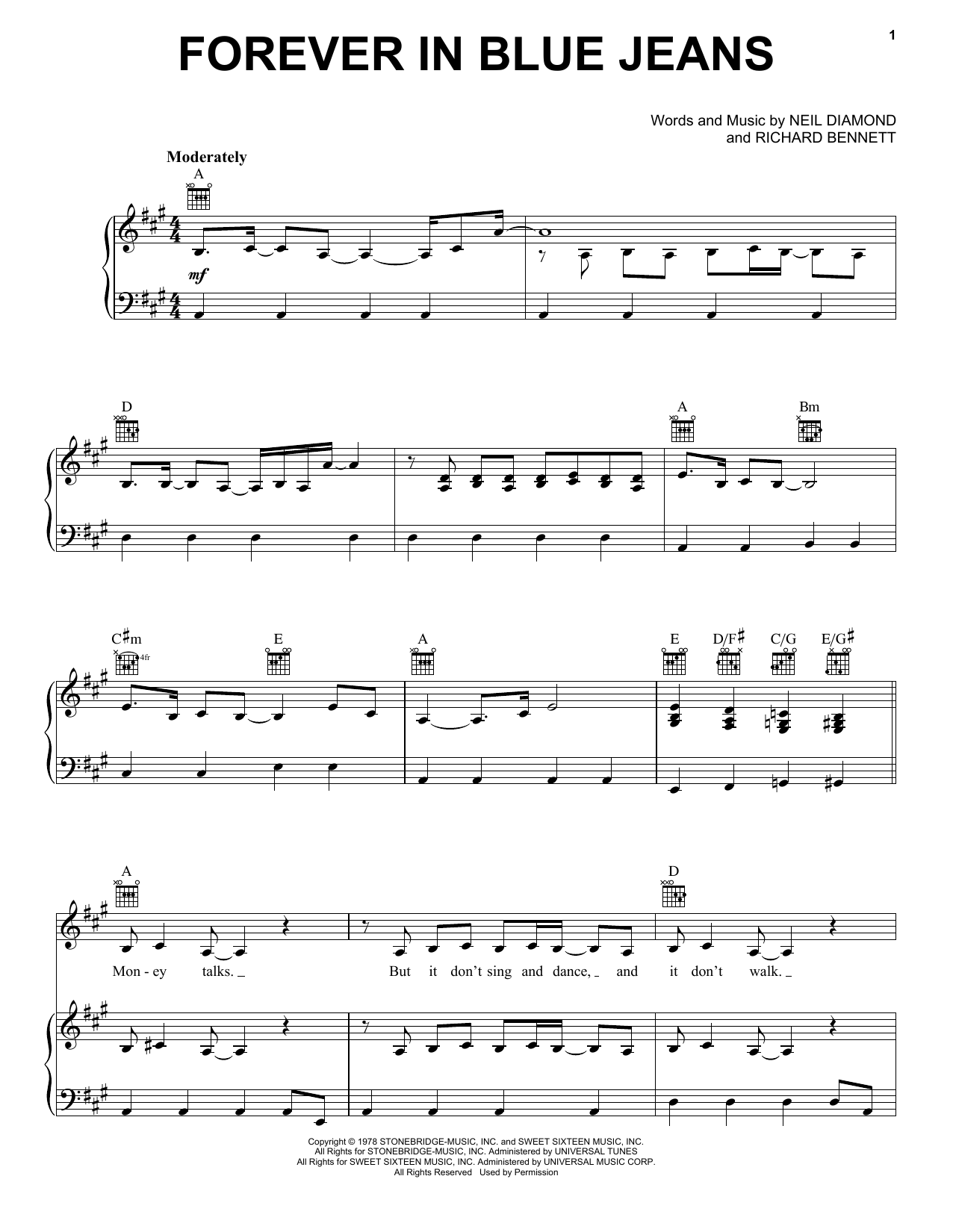 Produktgalerie: Seite 1 von 1 Forever In Blue Jeans, Neil Diamond, Gesang, Gitarre, Klavier