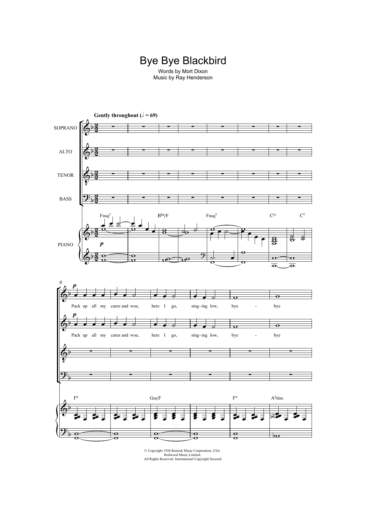 Produktbild zu:  Bye Bye Blackbird (arr. Jonathan Wikeley) - Ray Henderson