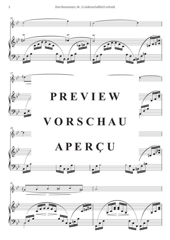 gallery: Drei Romanzen, Nr. 3 Leidenschaftlich schnell - op. 22 III, Joseph Joachim freundschaftlichst gewidmet , , (Violine + Klavier)