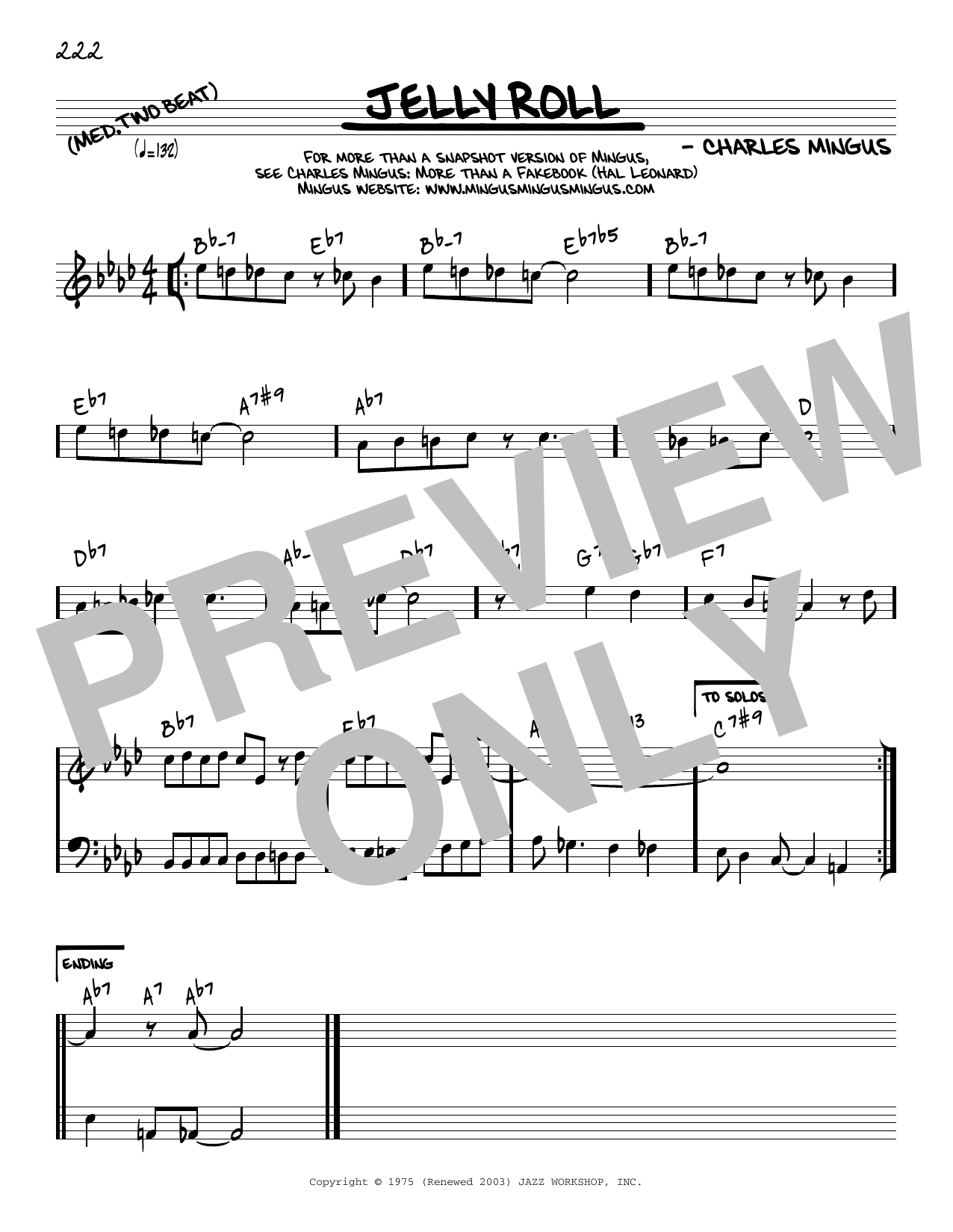 Produktbild zu:  Jelly Roll [Reharmonized version] (arr. Jack Grassel) - Charles Mingus
