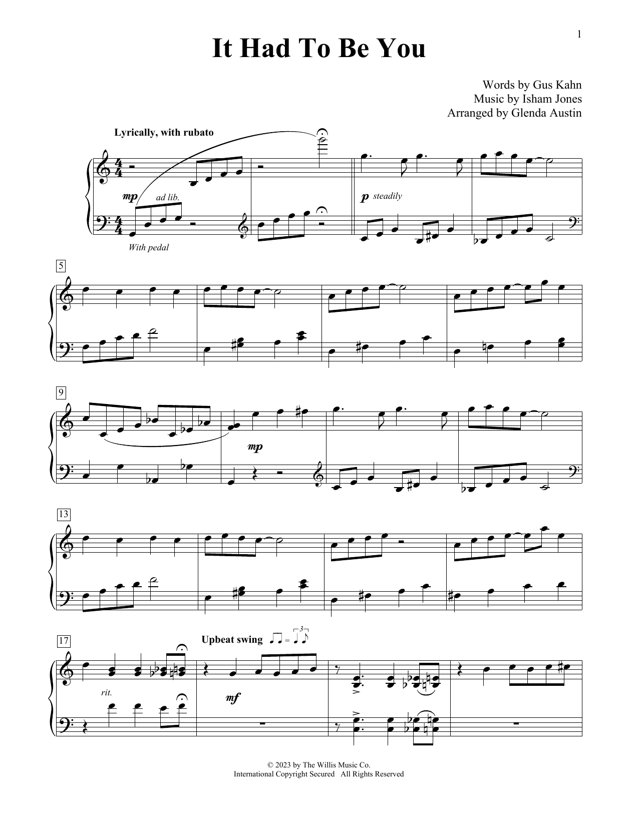 Produktbild zu: It Had To Be You (arr. Glenda Austin)