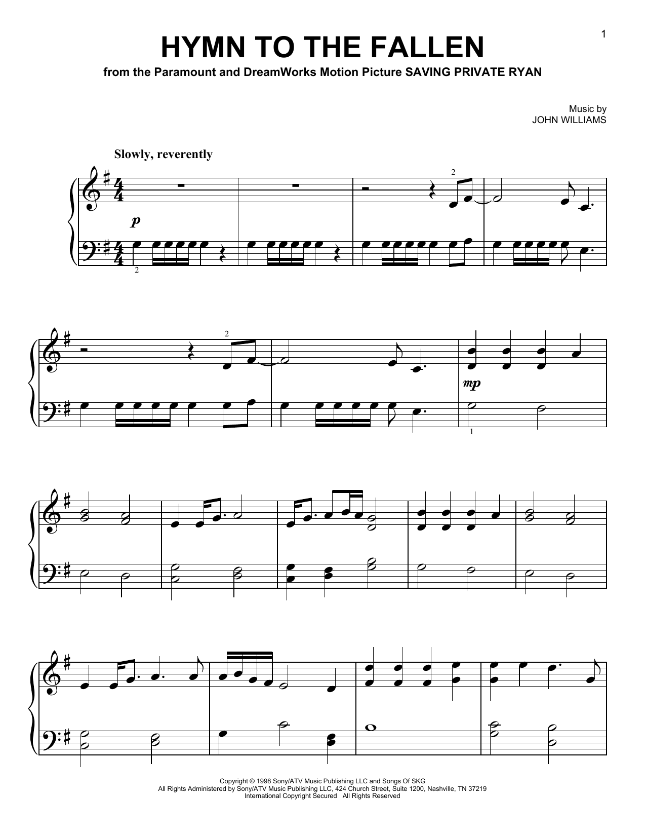 Product gallery: Page 1 of 1 Hymn To The Fallen, John Williams