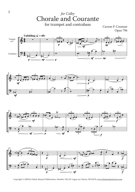 Product picture to: Chorale and Courante Carson P. Cooman