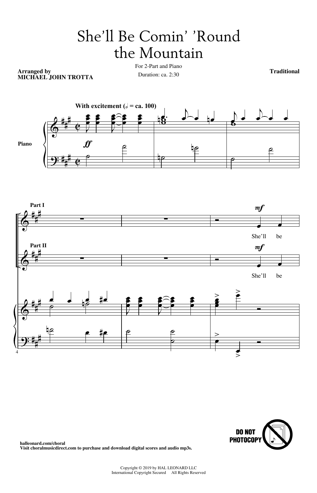 Product picture to: She'll Be Comin' Around The Mountain (arr. Michael John Trotta)