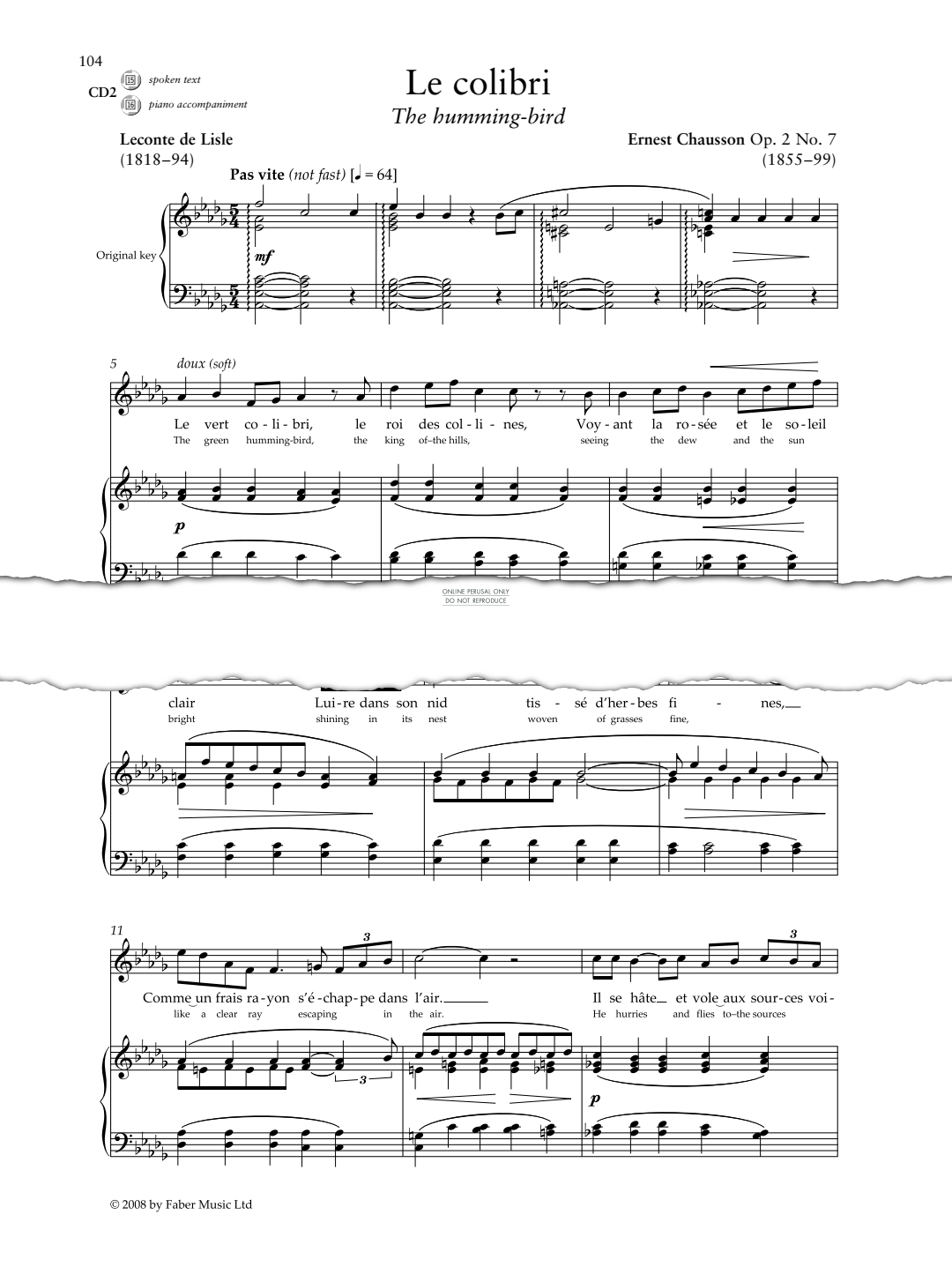 Product picture to: Le colibri (Op.2 No.7)