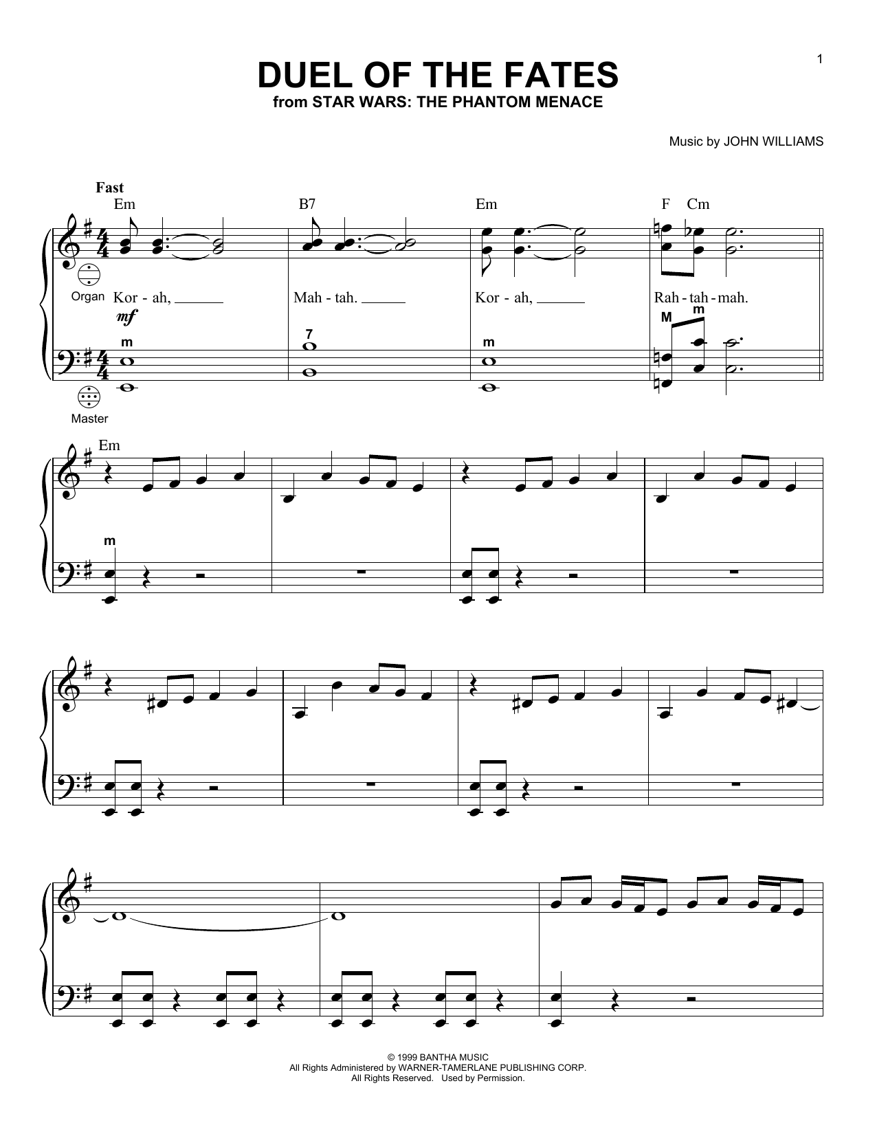 Product gallery: Page 1 of 1 Duel Of The Fates (from Star Wars: The Phantom Menace), John Williams