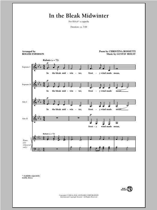 Produktgalerie: Seite 1 von 1 In The Bleak Midwinter, Roger Emerson, Chor