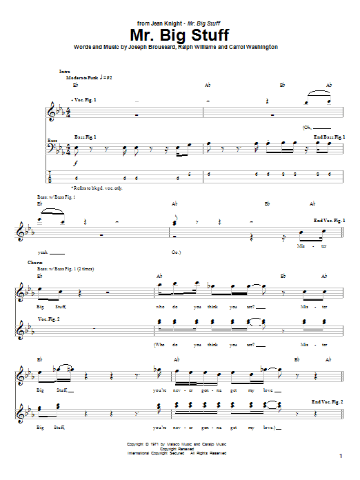 Produktgalerie: Seite 1 von 1 Mr. Big Stuff, Jean Knight, E-Bass