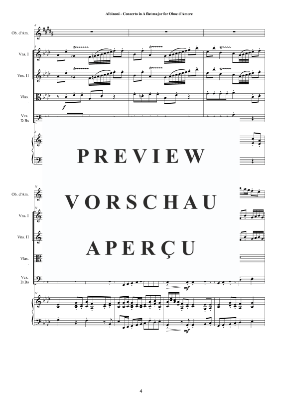 Product gallery: Page 5 of 11 Concerto in Ab-Dur Op.9, , Oboe D'Amore Solo, String Ensemble, and Harpsichord (Bc)