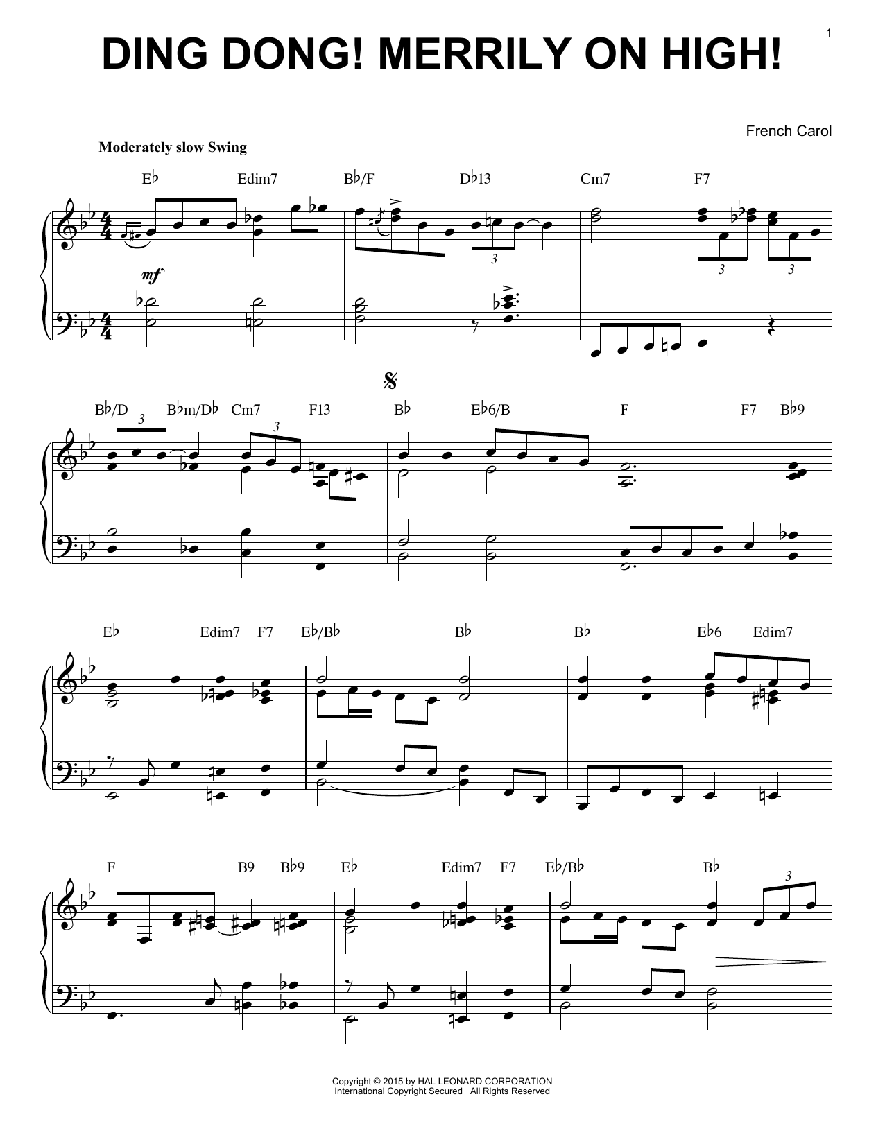Produktbild zu: Ding Dong! Merrily On High! [Jazz version] (arr. Brent Edstrom)