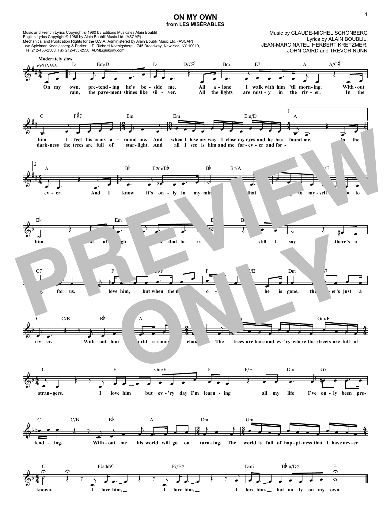 Product picture to: On My Own (from Les Miserables)