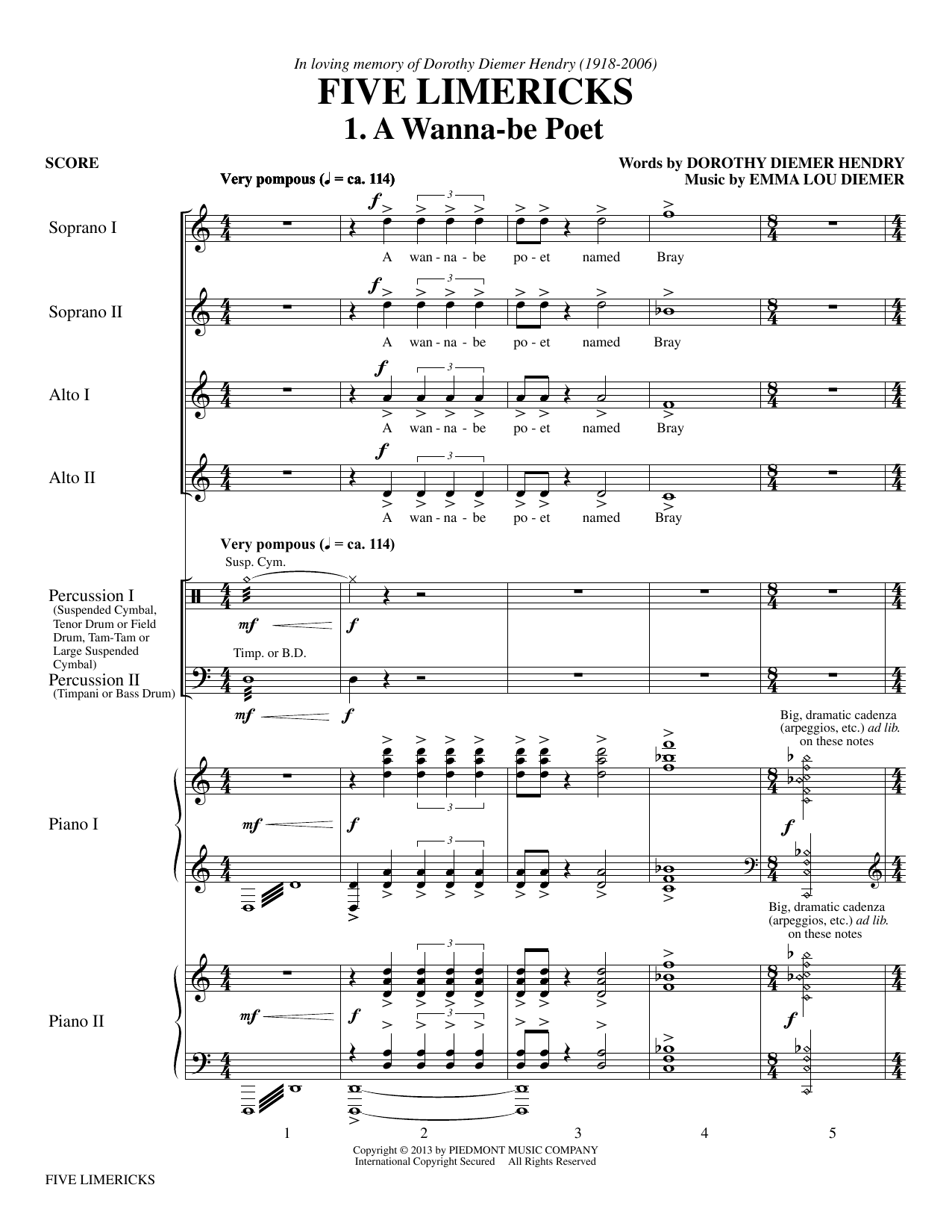 Produktgalerie: Seite 1 von 1 Five Limericks, Emma Lou Diemer, Chor