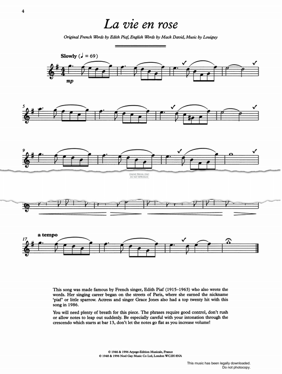 Product gallery: Page 1 of 1 La Vie En Rose, Louiguy