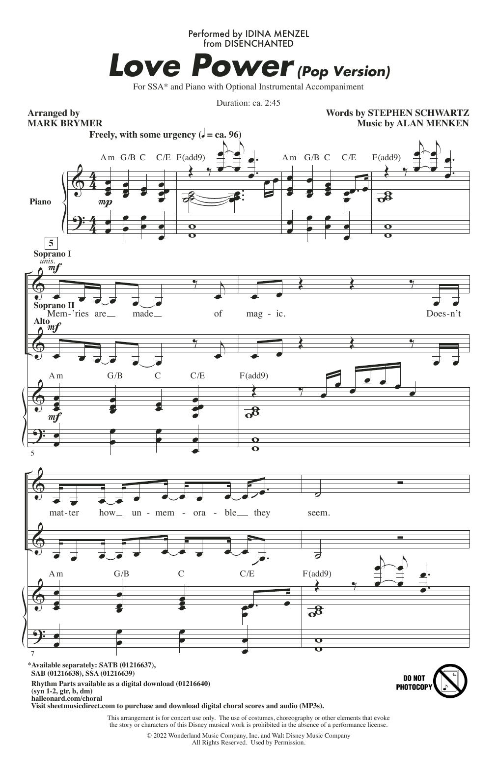 Product gallery: Page 1 of 1 Love Power (from Disenchanted) (arr. Mark Brymer), Idina Menzel