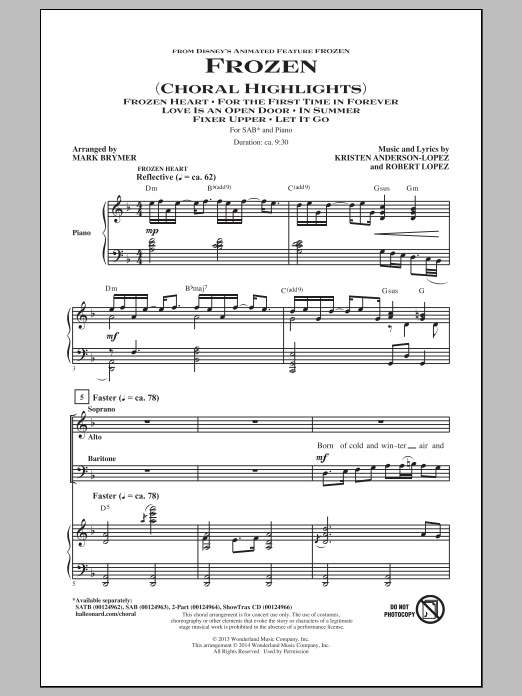 Product picture to: Frozen (Choral Highlights)