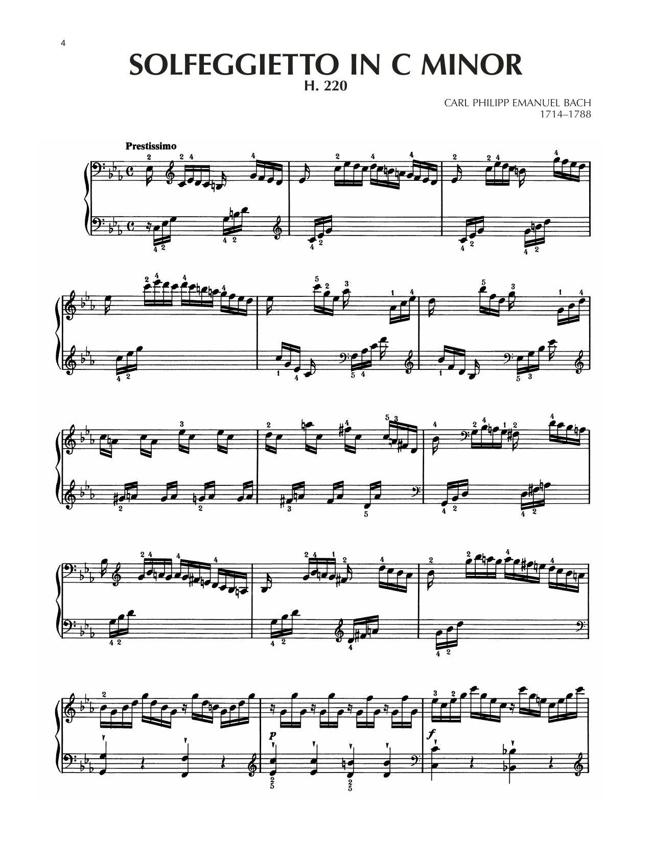 Product gallery: Page 1 of 1 Solfegietto In C Minor, H. 220, Carl Philipp Emanuel Bach
