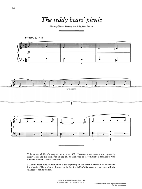 Produktgalerie: Seite 1 von 1 The Teddy Bears' Picnic, John Bratton, Klavier