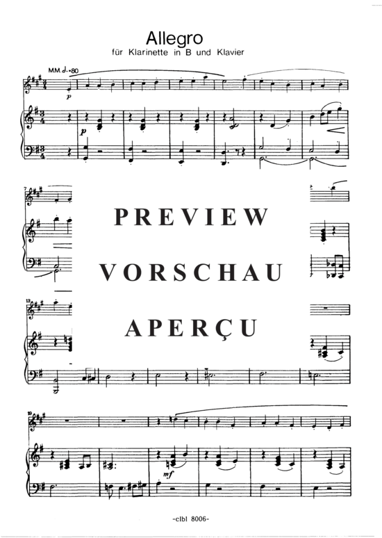 Product gallery: Page 4 of 12 Allegro , , (clarinet in Bb + piano)