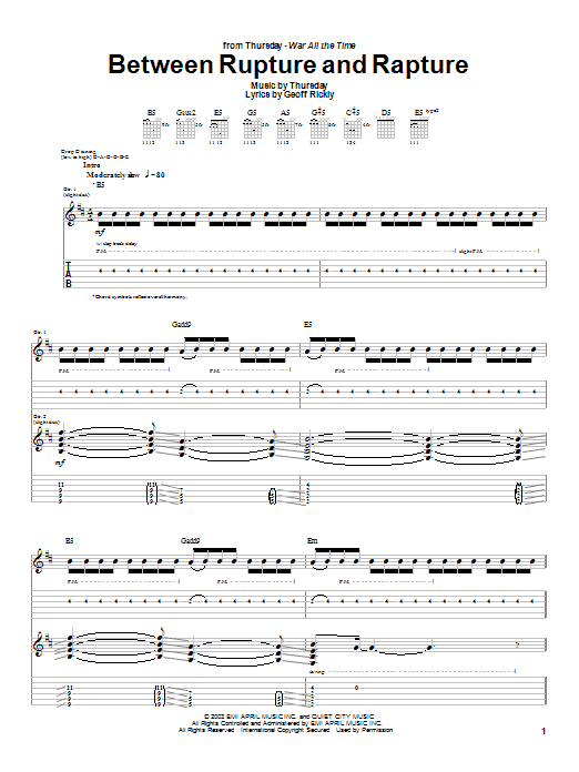 Produktgalerie: Seite 1 von 1 Between Rupture And Rapture, Thursday, Gitarre