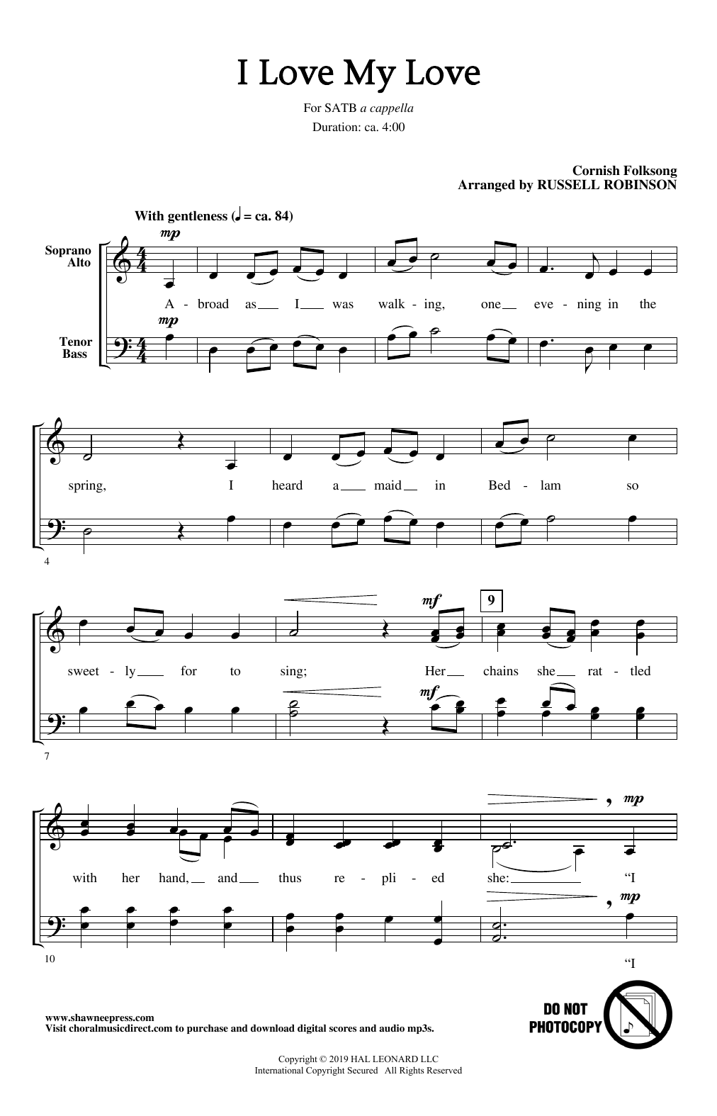 Produktbild zu: I Love My Love (arr. Russell Robinson)
