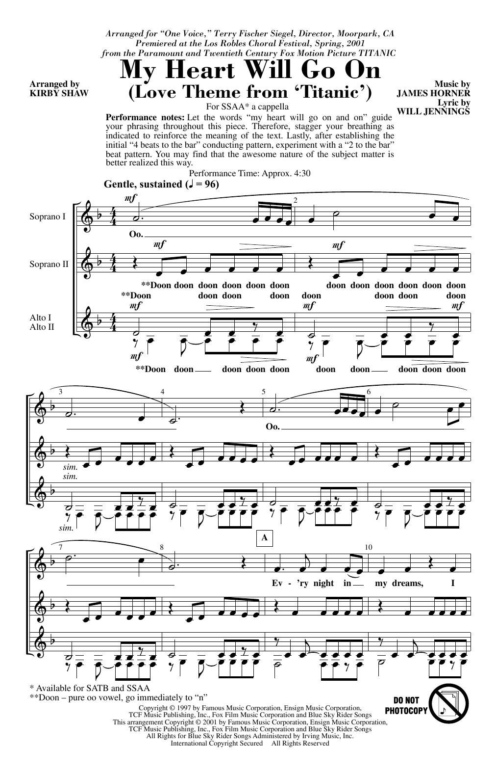 Produktgalerie: Seite 1 von 1 My Heart Will Go On (Love Theme From Titanic) (arr. Kirby Shaw), Celine Dion, Chor