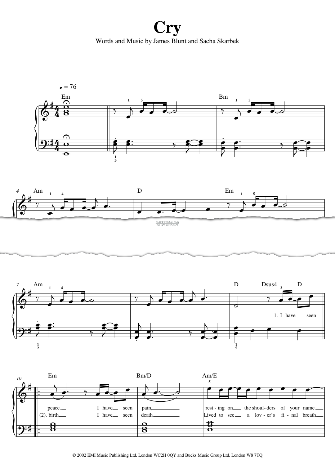 Produktgalerie: Seite 1 von 1 Cry, James Blunt, Gesang, Klavier