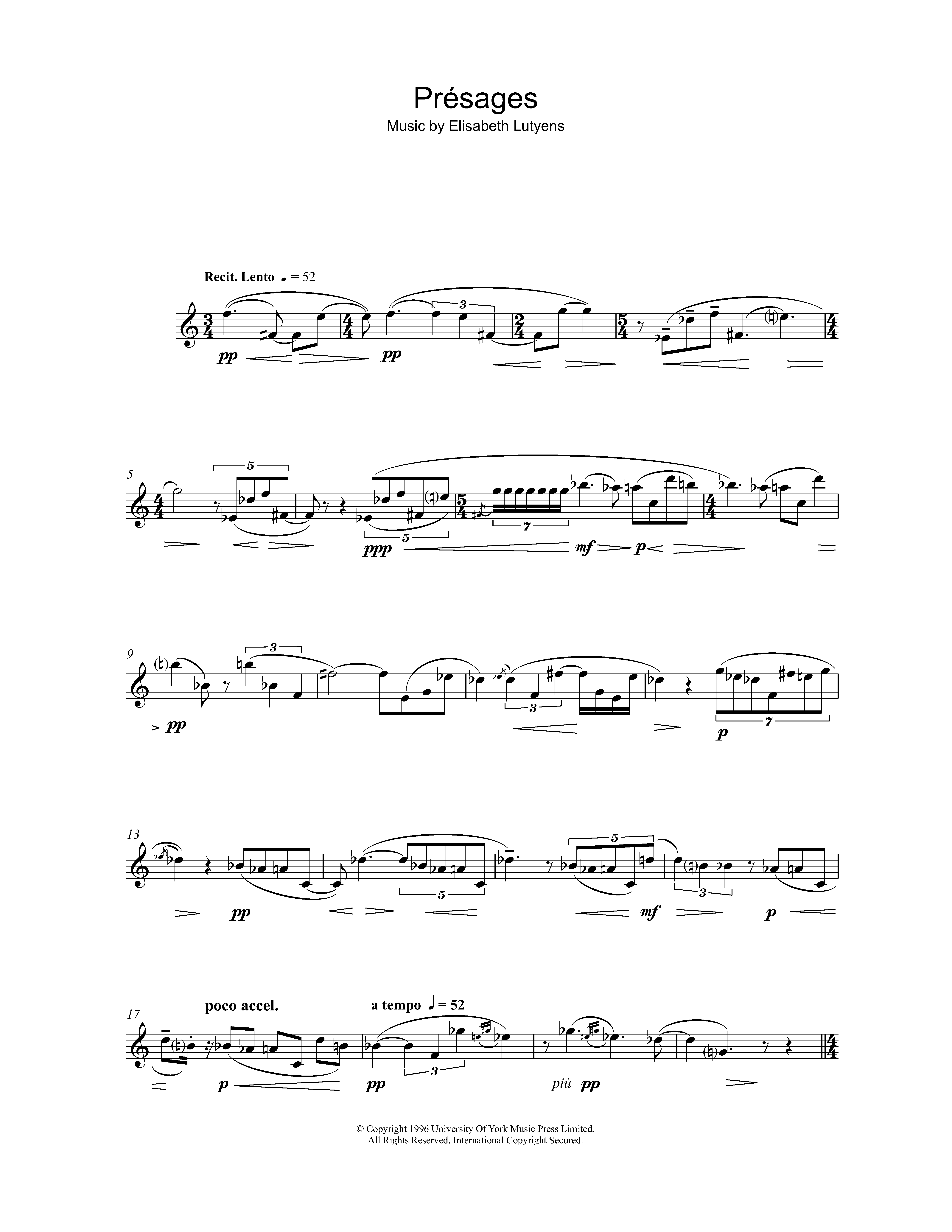 Produktgalerie: Seite 1 von 1 Presages, Elisabeth Lutyens, Oboe