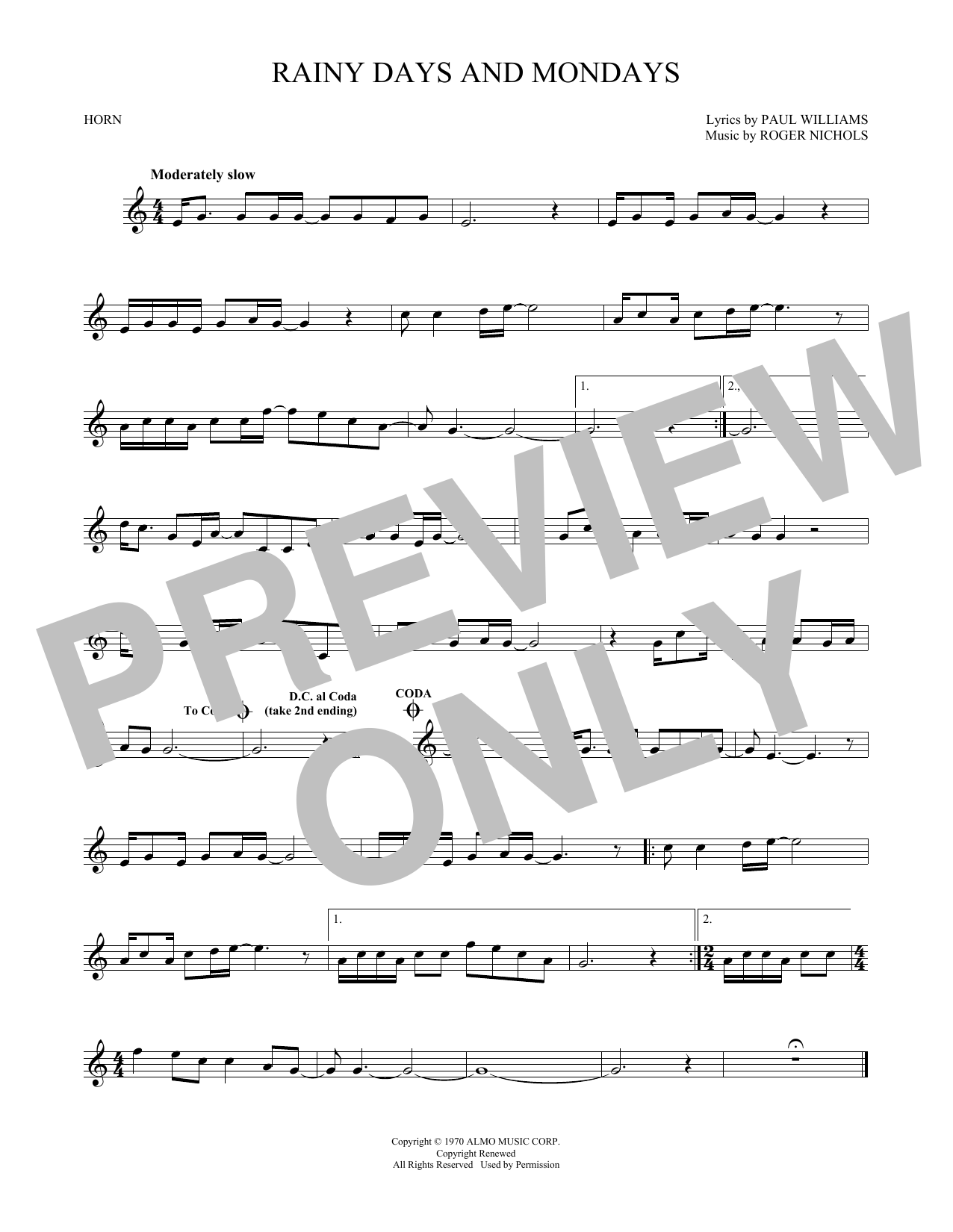 Produktgalerie: Seite 1 von 1 Rainy Days And Mondays, Carpenters, Horn