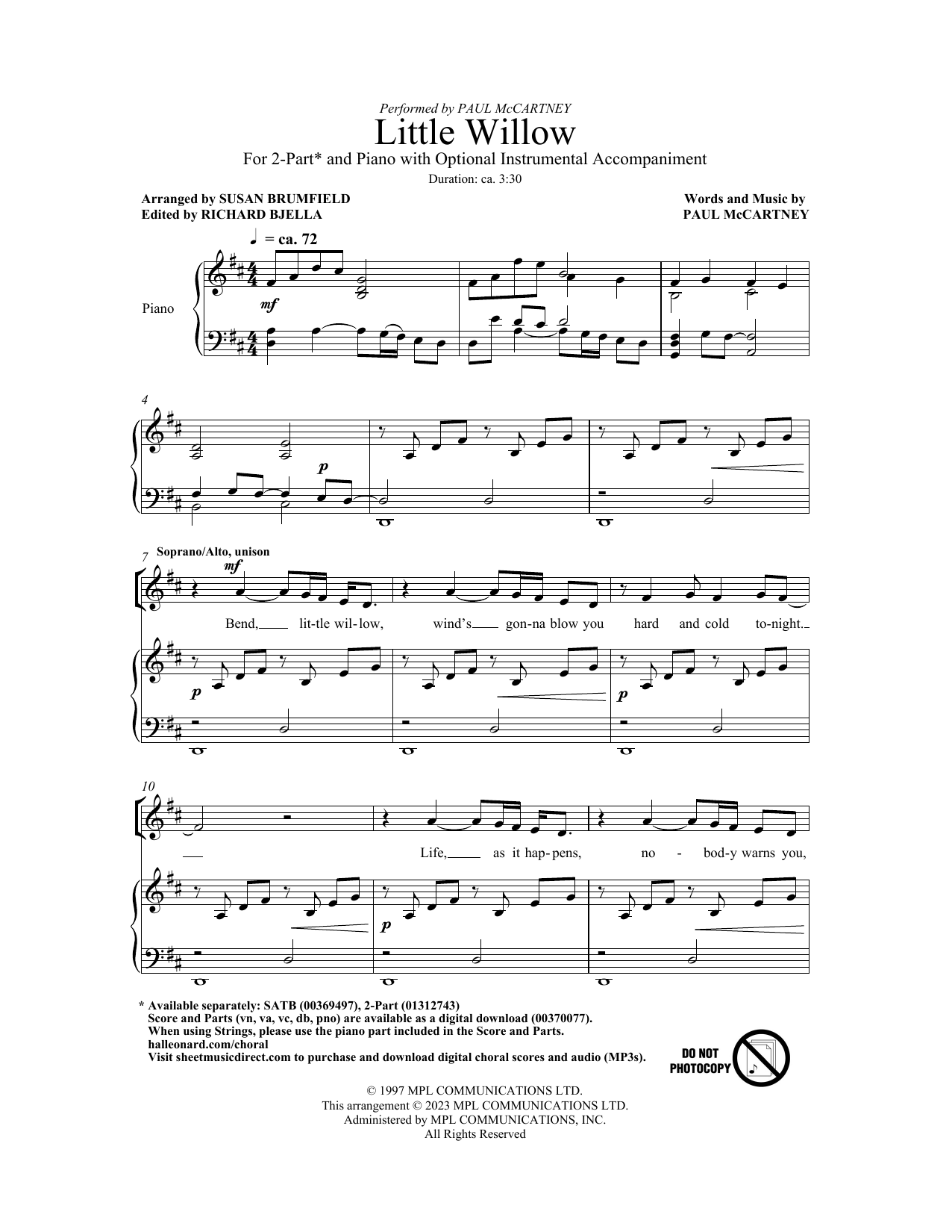 Product picture to: Little Willow (arr. Susan Brumfield)