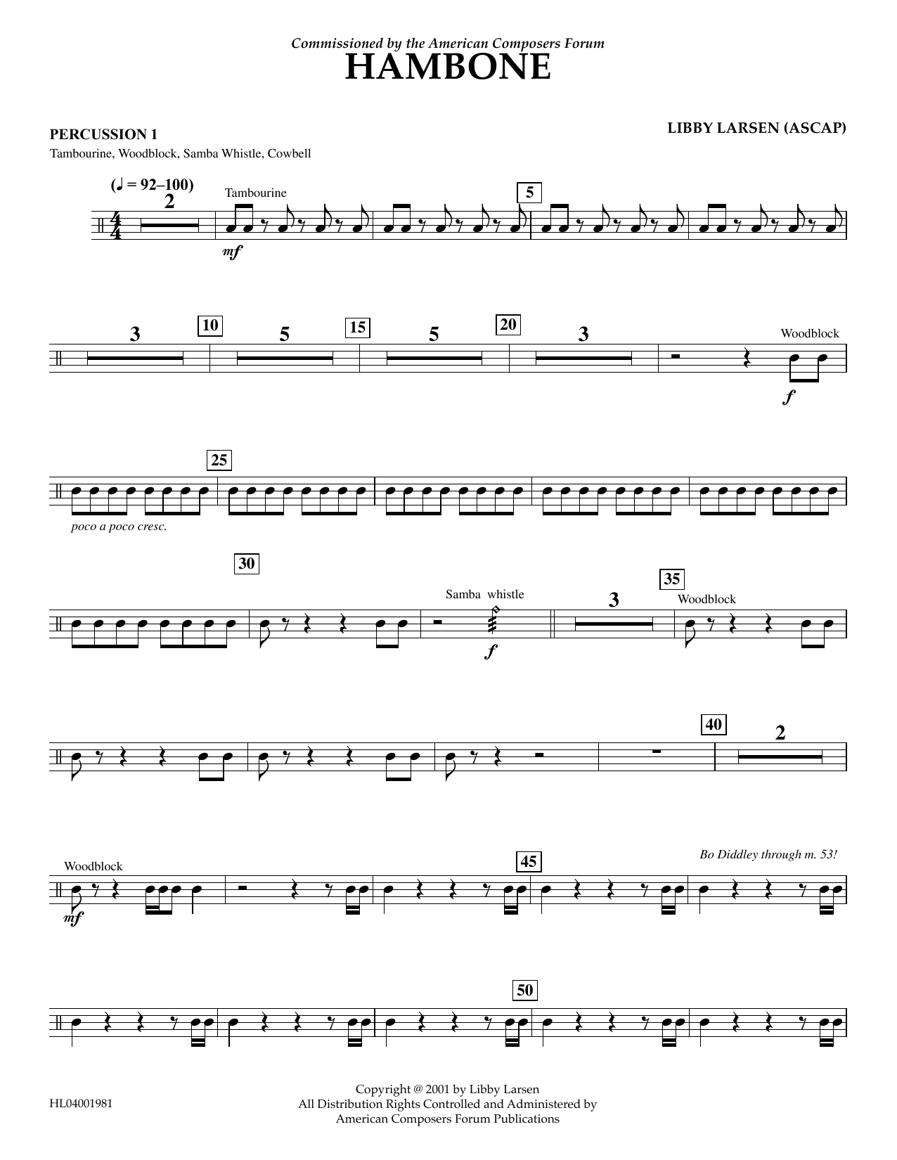 Product gallery: Page 1 of 1 Hambone - Percussion 1, Libby Larsen