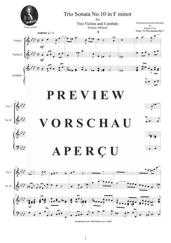 Produktgalerie: Seite 2 von 11 Trio Sonata No.10 in F-Moll Op.1, , 2 Violinen und Cembalo