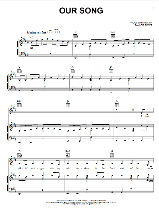 Produktgalerie: Seite 1 von 1 Our Song, Taylor Swift, Gesang, Gitarre, Klavier