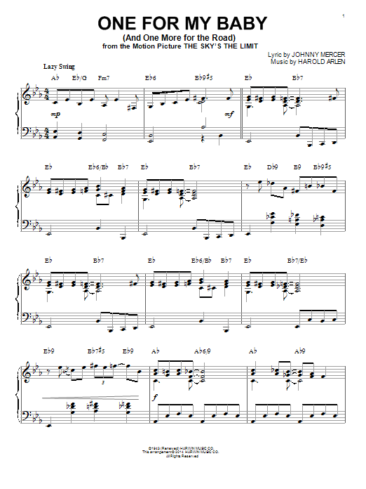 Product picture to: One For My Baby (And One More For The Road) [Jazz version] (arr. Brent Edstrom)