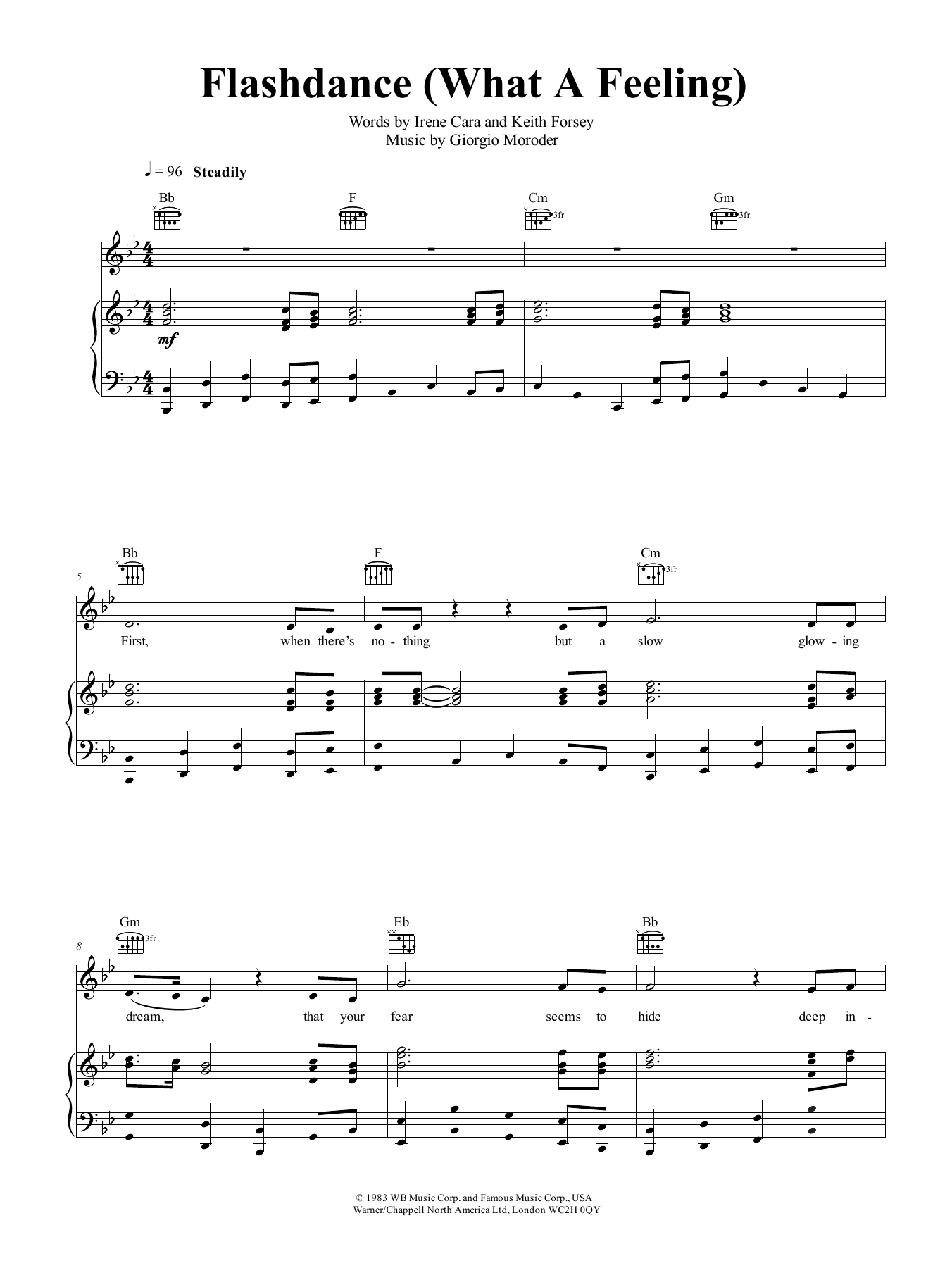 Produktgalerie: Seite 1 von 1 Flashdance...What A Feeling, Irene Cara, Gesang, Gitarre, Klavier