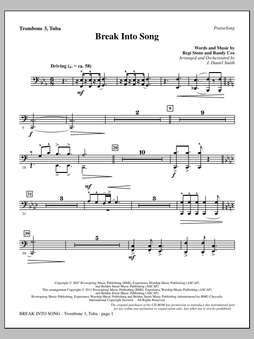 Produktgalerie: Seite 1 von 1 Break Into Song - Trombone 3/Tuba, J. Daniel Smith, Chor